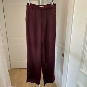 Good American Deep Burgundy Satin Pants NWOT size 26